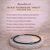 Black Tourmaline Anklet with Evil Eye